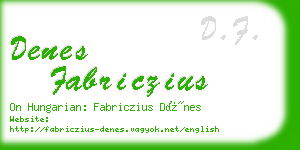 denes fabriczius business card